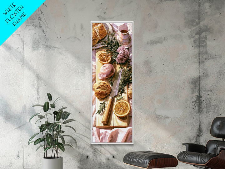 Chef Knife Herbs and Cutting Board Still Canvas Print, Restaurant Art, Digital Print, Restaurant Decor, Fine Art, Bistro, RES-1x3-73