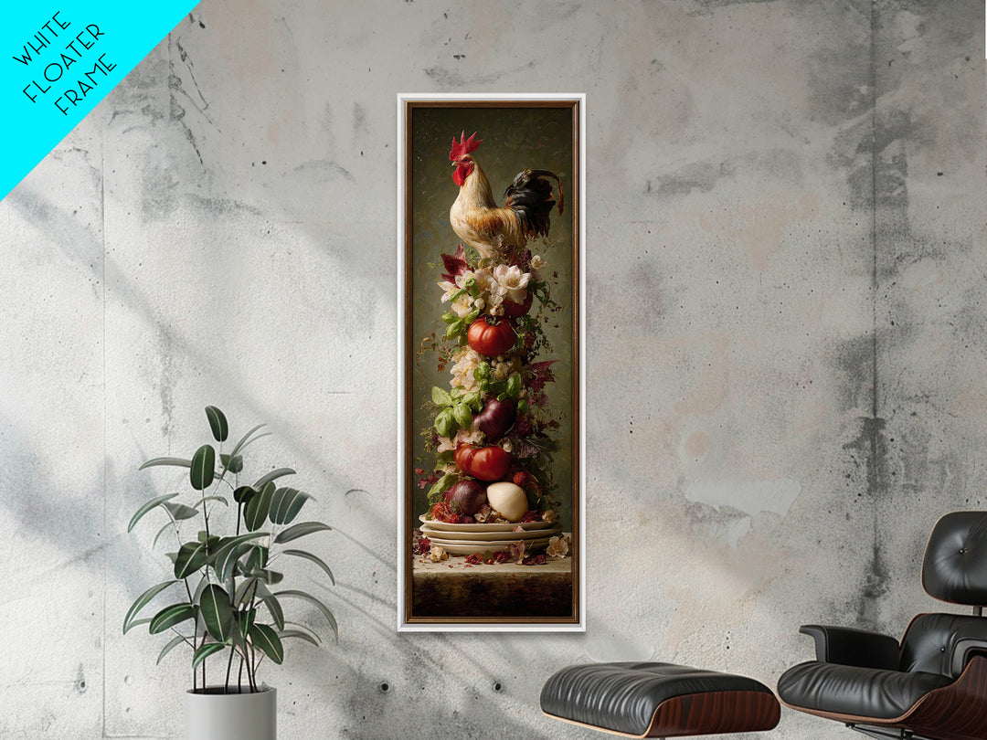 Rooster and Herbs for Farmhouse Restaurant Mood Canvas Print, Restaurant Art, Contemporary Art, Restaurant Decor, Bistro, RES-1x3-8