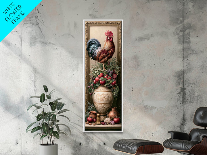 Rooster and Herbs for Farmhouse Restaurant Mood Framed Canvas Print, Restaurant Art, Canvas Print, Restaurant Decor, Bistro, RES-1x3-80