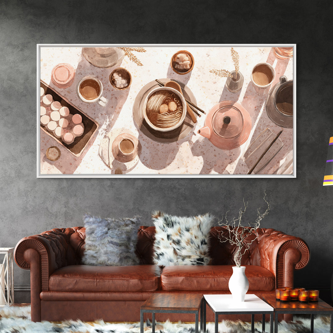 Ramen Bowl Rendered Framed Canvas Print, Restaurant Art, Contemporary Art, Restaurant Decor, Fine Art, Bistro, Kitchen Wall Art, RES-2x1-10