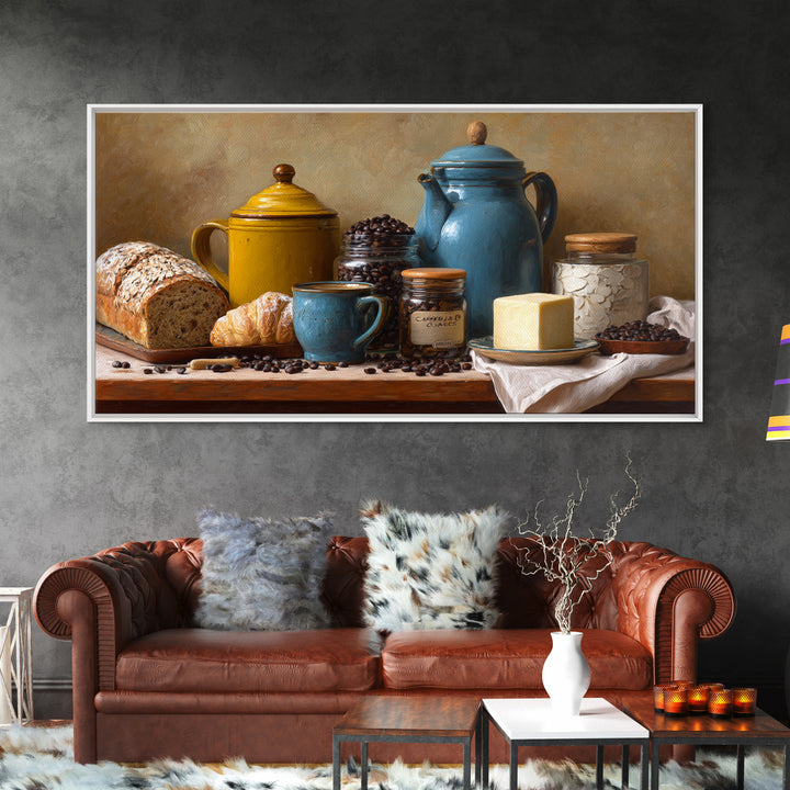 Coffee Beans and Pastry Arrangement Framed Canvas Print, Restaurant Art, Room Decor, Restaurant Decor, Fine Art, Bistro, RES-2x1-18