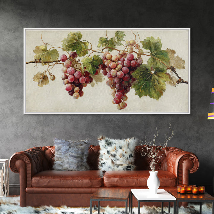 Wine Grapevine Botanical Study Framed Canvas Print, Restaurant Art, Wall Art, Restaurant Decor, Watercolor Art, Bistro, RES-2x1-35