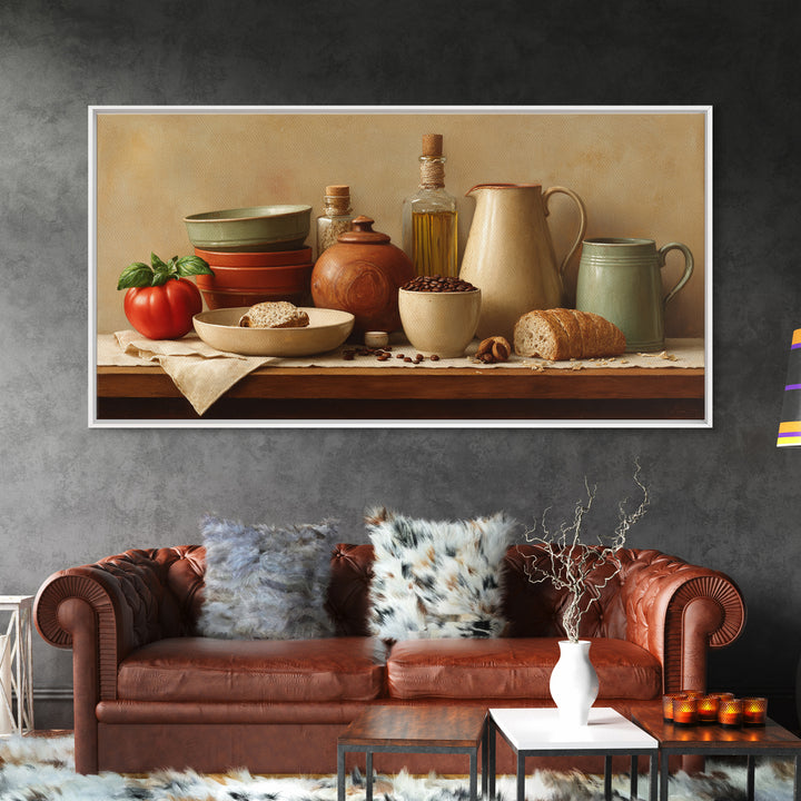 Coffee Beans and Pastry Arrangement Framed Canvas Print, Restaurant Art, Room Decor, Restaurant Decor, Fine Art, Bistro, RES-2x1-42