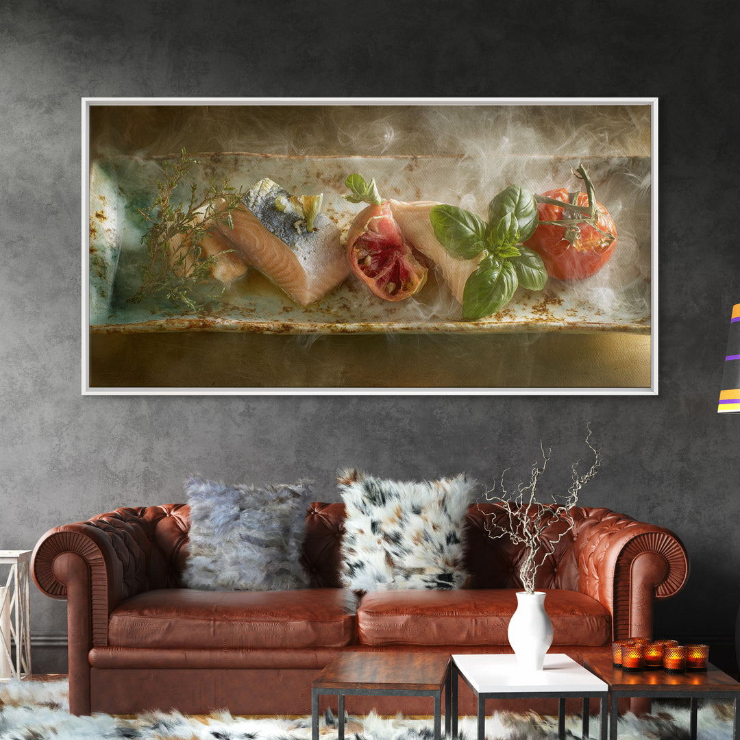 Sushi Fish and Ceramic Plate Composition Canvas Print, Restaurant Art, Printable Art, Restaurant Decor, Fine Art, Bistro, RES-2x1-49