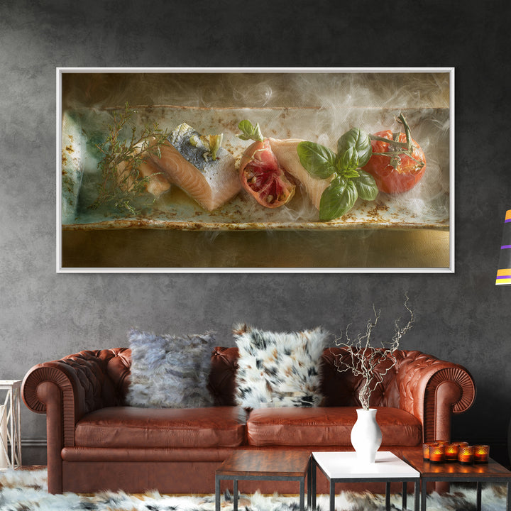 Sushi Fish and Ceramic Plate Composition Canvas Print, Restaurant Art, Printable Art, Restaurant Decor, Fine Art, Bistro, RES-2x1-49