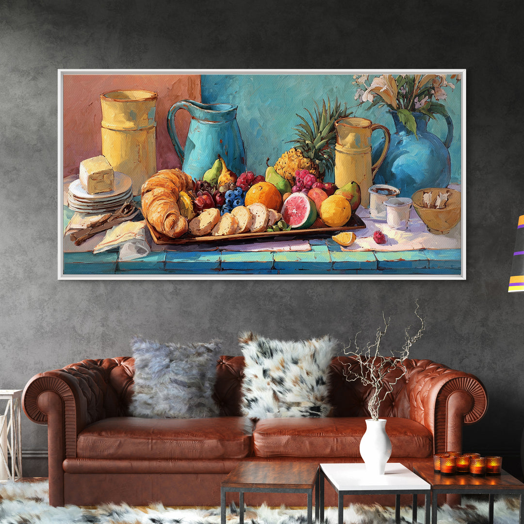 Tropical Fruit Platter Canvas Print, Restaurant Art, Wall Art, Restaurant Decor, Oil Painting, Bistro, Digital Print, RES-2x1-62