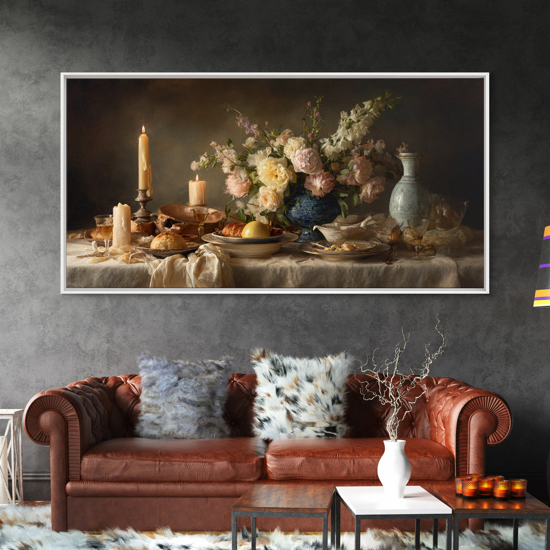 Elegant Table Objects Canvas Print, Restaurant Art, Framed Wall Art, Restaurant Decor, Watercolor Art, Bistro, RES-2x1-68