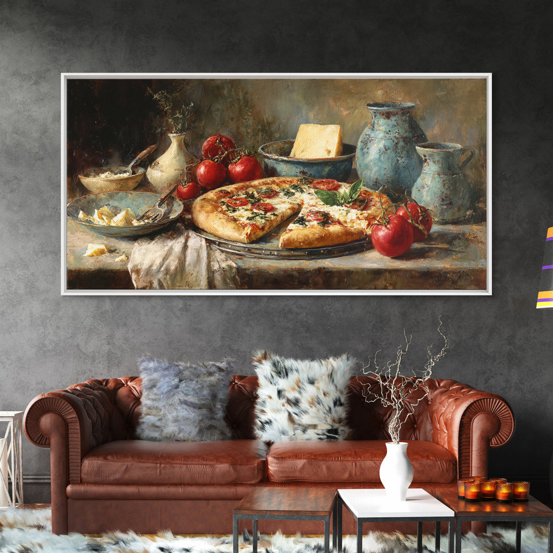 Pizzeria Tomato Basil and Mozzarella Still Life Canvas Print, Restaurant Art, Art Print, Restaurant Decor, Fine Art, Bistro, RES-2x1-78