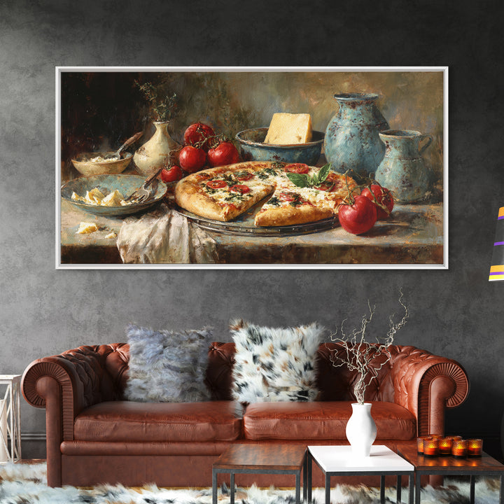 Pizzeria Tomato Basil and Mozzarella Still Life Canvas Print, Restaurant Art, Art Print, Restaurant Decor, Fine Art, Bistro, RES-2x1-78