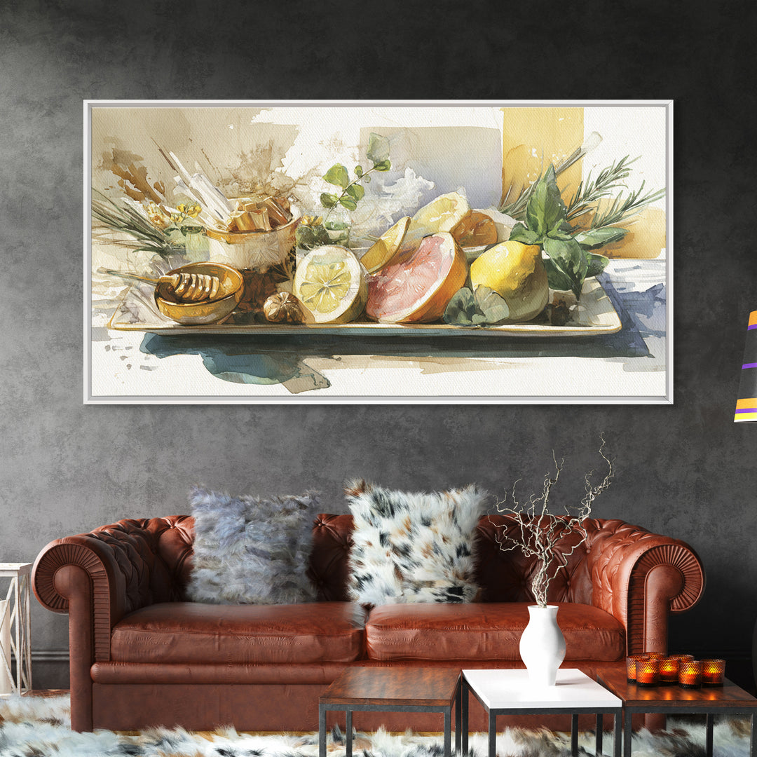 Cocktail and Citrus Bar Composition Framed Canvas Print, Restaurant Art, Cool Wall Art, Restaurant Decor, Fine Art, Bistro, RES-2x1-79