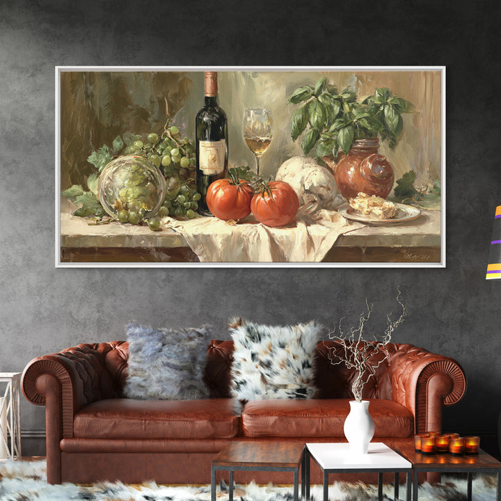 Wine Grapevine Botanical Study Framed Canvas Print, Restaurant Art, Wall Decor, Restaurant Decor, Oil Painting, Bistro, RES-2x1-83