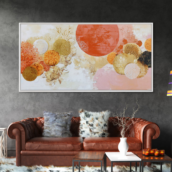 Abstract Appetite Friendly Red and Orange Shapes Framed Canvas Print, Restaurant Art, Kitchen Art, Restaurant Decor, Bistro, RES-2x1-85