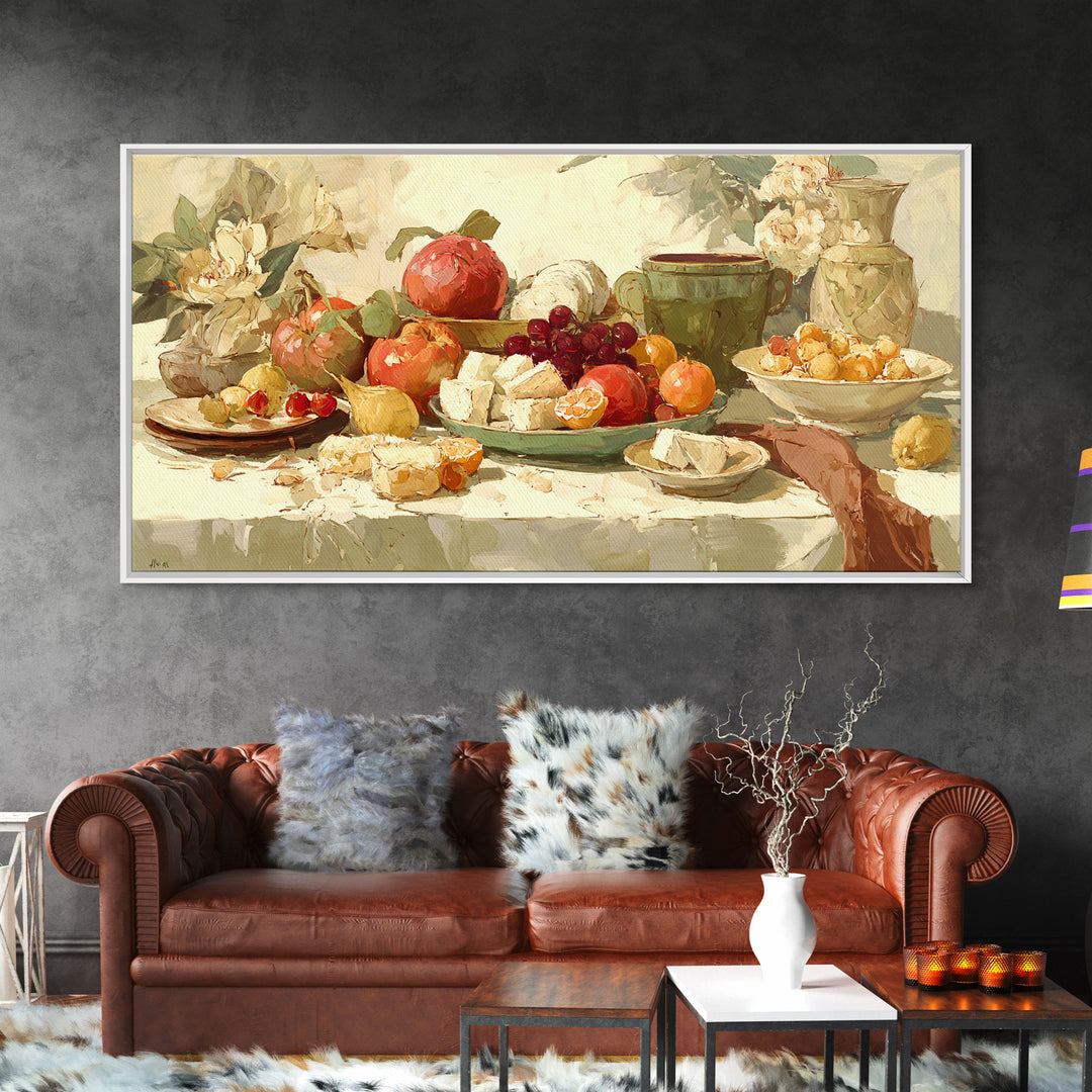 Tropical Fruit Platter Framed Canvas Print, Restaurant Art, Canvas, Restaurant Decor, Fine Art, Bistro, Living Room Decor, RES-2x1-86