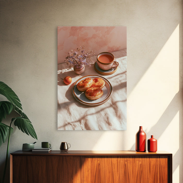 Abstract Appetite Friendly Red and Orange Shapes Framed Canvas Print, Restaurant Art, Large Wall Art, Restaurant Decor, Bistro, RES-2x3-1