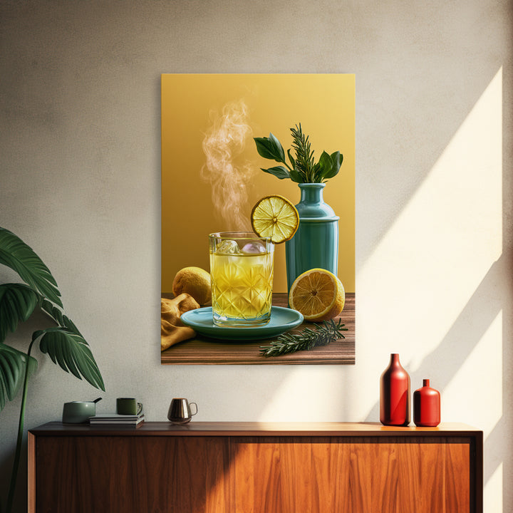 Cocktail and Citrus Bar Composition Framed Canvas Print, Restaurant Art, Contemporary Art, Restaurant Decor, Fine Art, Bistro, RES-2x3-19