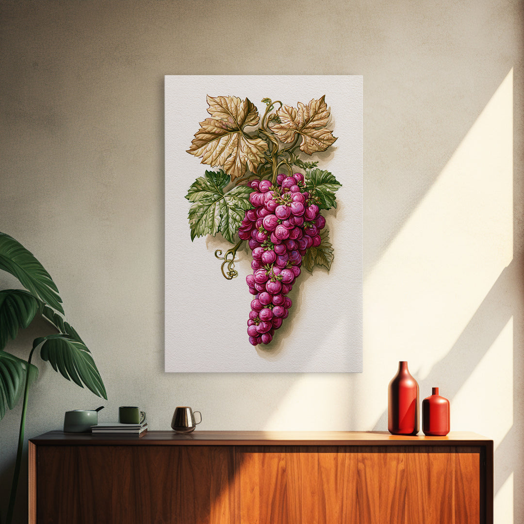 Wine Grapevine Botanical Study Canvas Print, Restaurant Art, Canvas, Restaurant Decor, Fine Art, Bistro, Living Room Decor, RES-2x3-23
