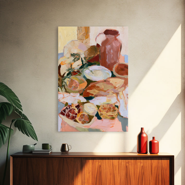 Abstract Appetite Friendly Red and Orange Shapes Framed Canvas Print, Restaurant Art, Large Wall Art, Restaurant Decor, Bistro, RES-2x3-25