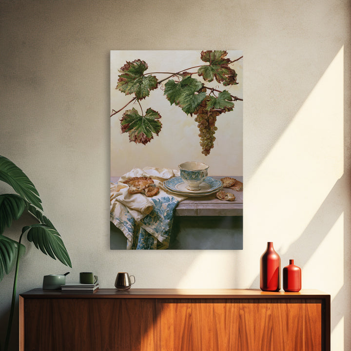 Wine Grapevine Botanical Study Framed Canvas Print, Restaurant Art, Kitchen Wall Art, Restaurant Decor, Fine Art, Bistro, RES-2x3-47
