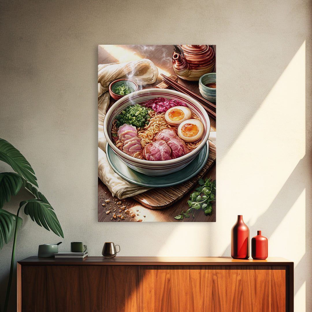 Ramen Bowl Rendered Canvas Print, Restaurant Art, Large Wall Art, Restaurant Decor, Fine Art, Bistro, Wall Art Print, RES-2x3-70