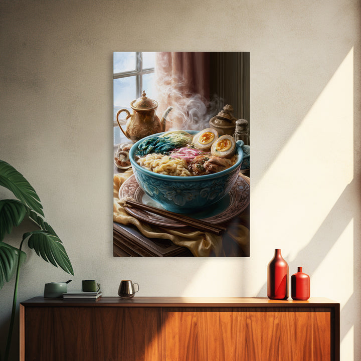 Ramen Bowl Rendered Framed Canvas Print, Restaurant Art, Printable Art, Restaurant Decor, Fine Art, Bistro, Watercolor Art, RES-2x3-94