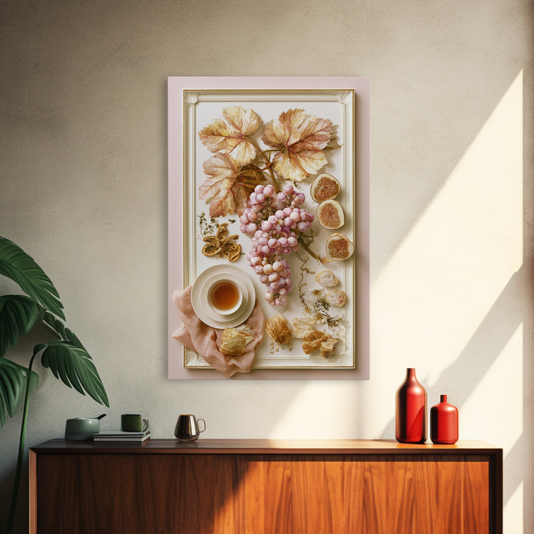 Wine Grapevine Botanical Study Canvas Print, Restaurant Art, Food Art, Restaurant Decor, Watercolor Art, Bistro, RES-2x3-95
