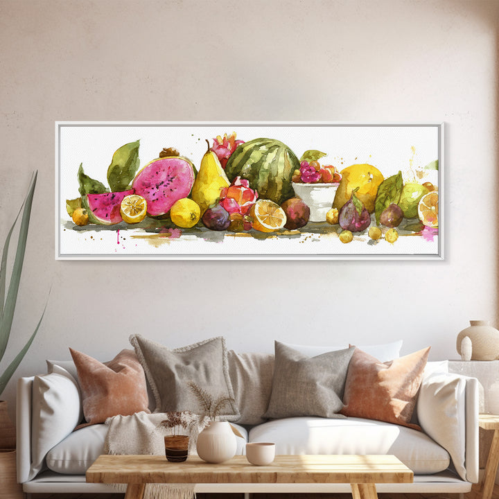 Tropical Fruit Platter Framed Canvas Print, Restaurant Art, Canvas, Restaurant Decor, Fine Art, Bistro, Living Room Decor, RES-3x1-10