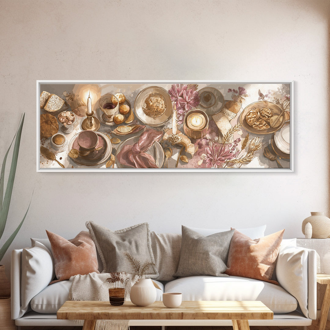 Elegant Table Objects Canvas Print, Restaurant Art, Wall Art Print, Restaurant Decor, Fine Art, Bistro, Modern Decor, RES-3x1-16