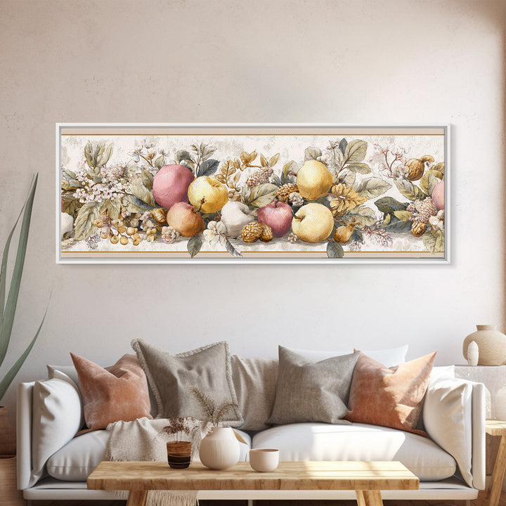 Classic Fruit Bowl Canvas Print, Restaurant Art, Stained Glass Art, Restaurant Decor, Fine Art, Bistro, Textured Painting, RES-3x1-20