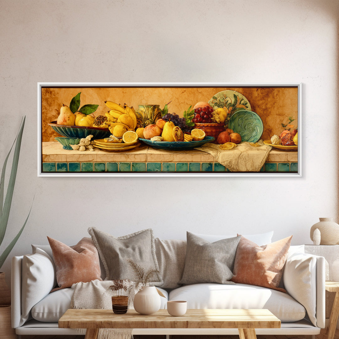 Tropical Fruit Platter Canvas Print, Restaurant Art, Kitchen Wall Art, Restaurant Decor, Abstract Art, Bistro, RES-3x1-34