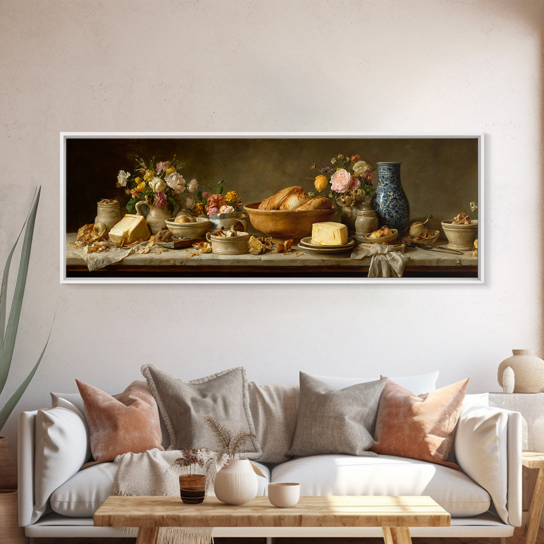 Classic Fruit Bowl Framed Canvas Print, Restaurant Art, Modern Decor, Restaurant Decor, Fine Art, Bistro, Poster, Wall Decor, RES-3x1-44