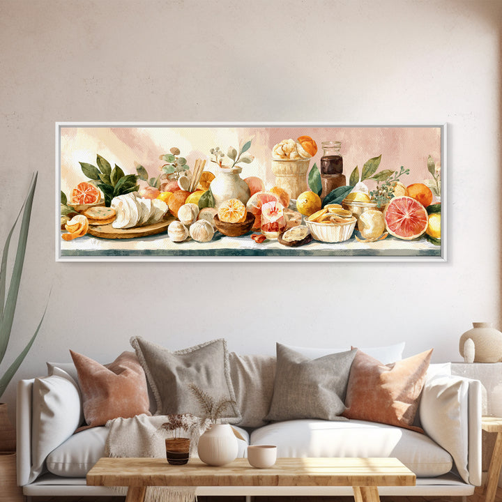 Cocktail and Citrus Bar Composition Framed Canvas Print, Restaurant Art, Large Wall Art, Restaurant Decor, Fine Art, Bistro, RES-3x1-51