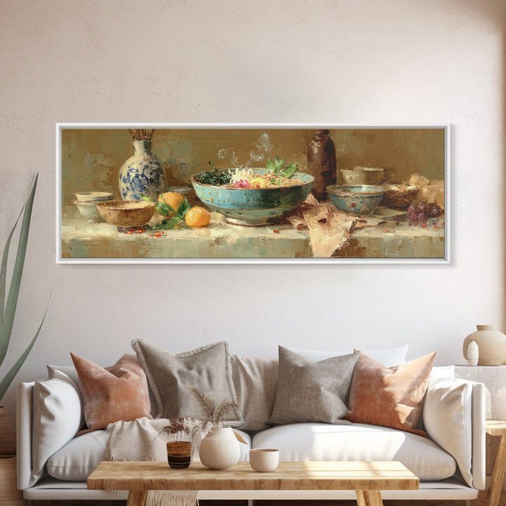 Ramen Bowl Rendered Canvas Print, Restaurant Art, Large Wall Art, Restaurant Decor, Fine Art, Bistro, Wall Art Print, RES-3x1-78
