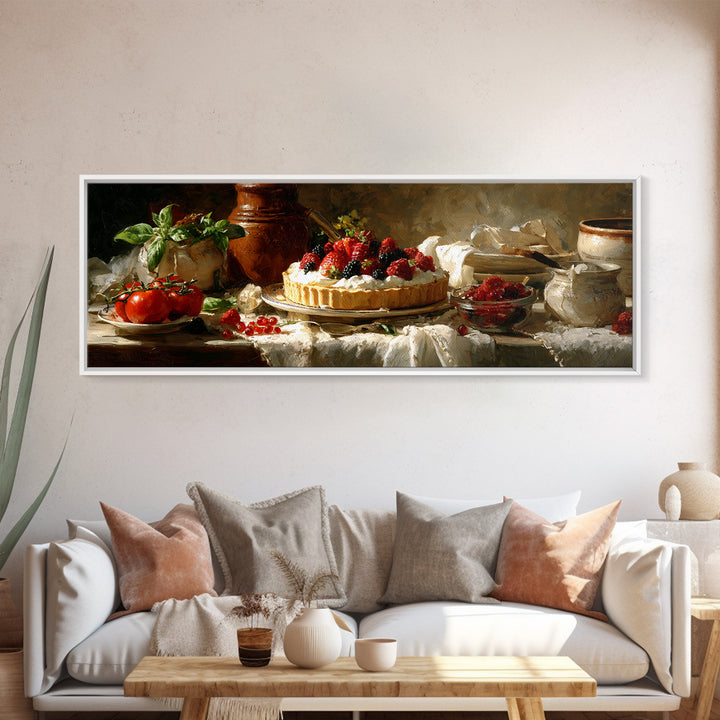 Dessert Tart with Berries and Cream Canvas Print, Restaurant Art, Kitchen Wall Decor, Restaurant Decor, Fine Art, Bistro, RES-3x1-8
