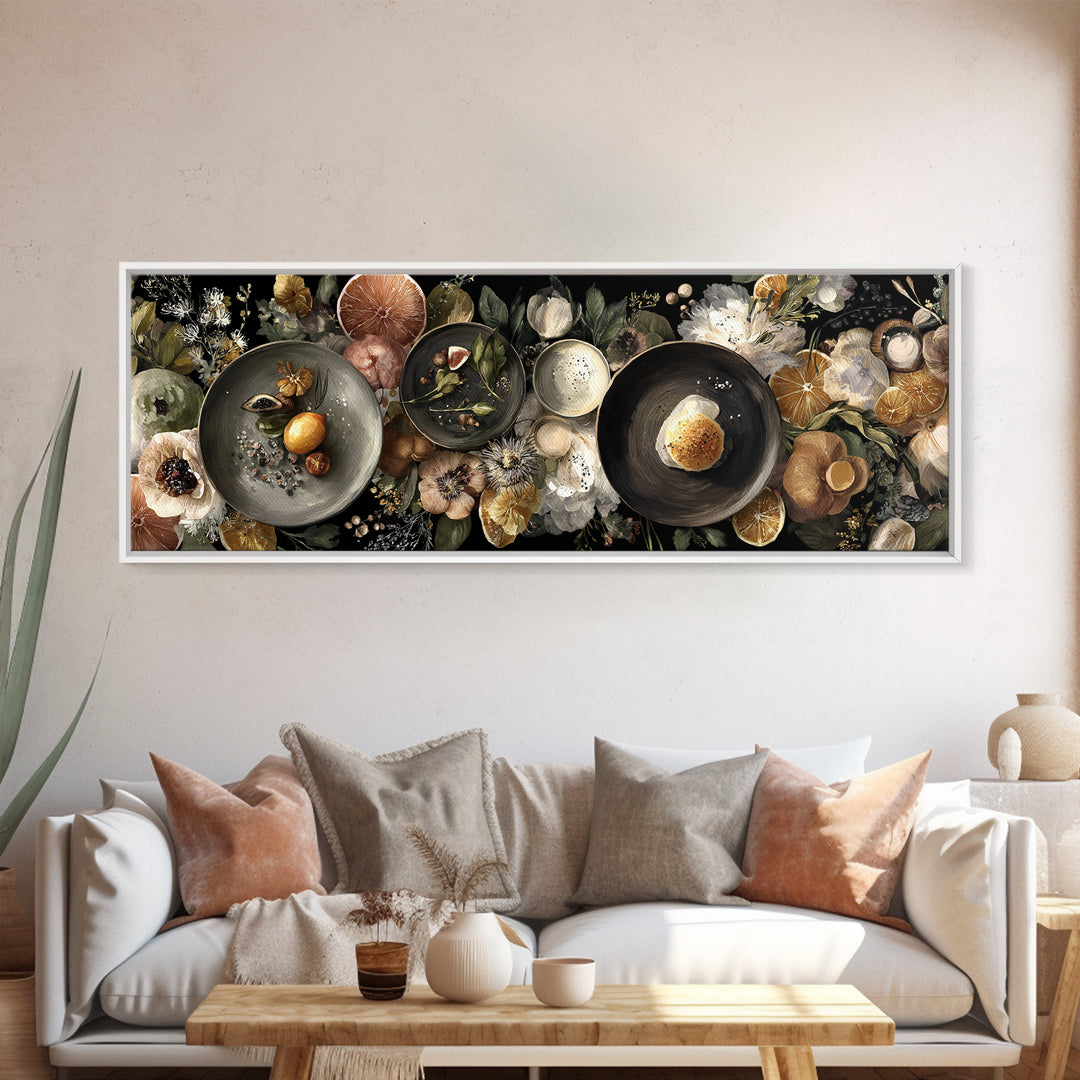 Blackboard Menu Feeling Without Readable Text Canvas Print, Restaurant Art, Food Art, Restaurant Decor, Oil Painting, Bistro, RES-3x1-85