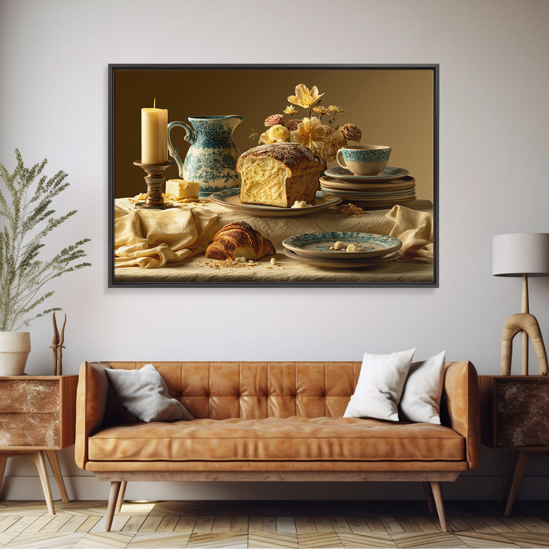 Elegant Table Objects Framed Canvas Print, Restaurant Art, Wall Art, Restaurant Decor, Watercolor Art, Bistro, Digital Print, RES-3x2-100