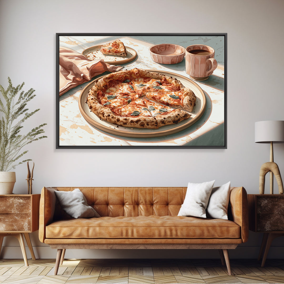 Pizzeria Tomato Basil and Mozzarella Still Life Framed Canvas Print, Restaurant Art, Digital Print, Restaurant Decor, Bistro, RES-3x2-14