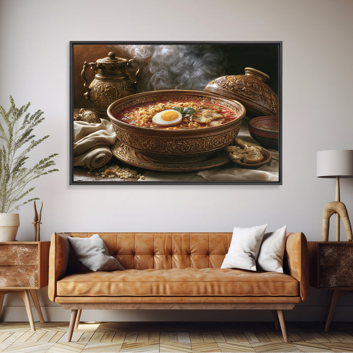 Ramen Bowl Rendered Framed Canvas Print, Restaurant Art, Printable Art, Restaurant Decor, Fine Art, Bistro, Watercolor Art, RES-3x2-18