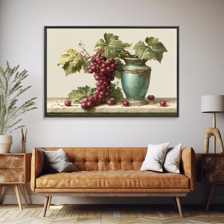 Wine Grapevine Botanical Study Framed Canvas Print, Restaurant Art, Statement Artwork, Restaurant Decor, Fine Art, Bistro, RES-3x2-19