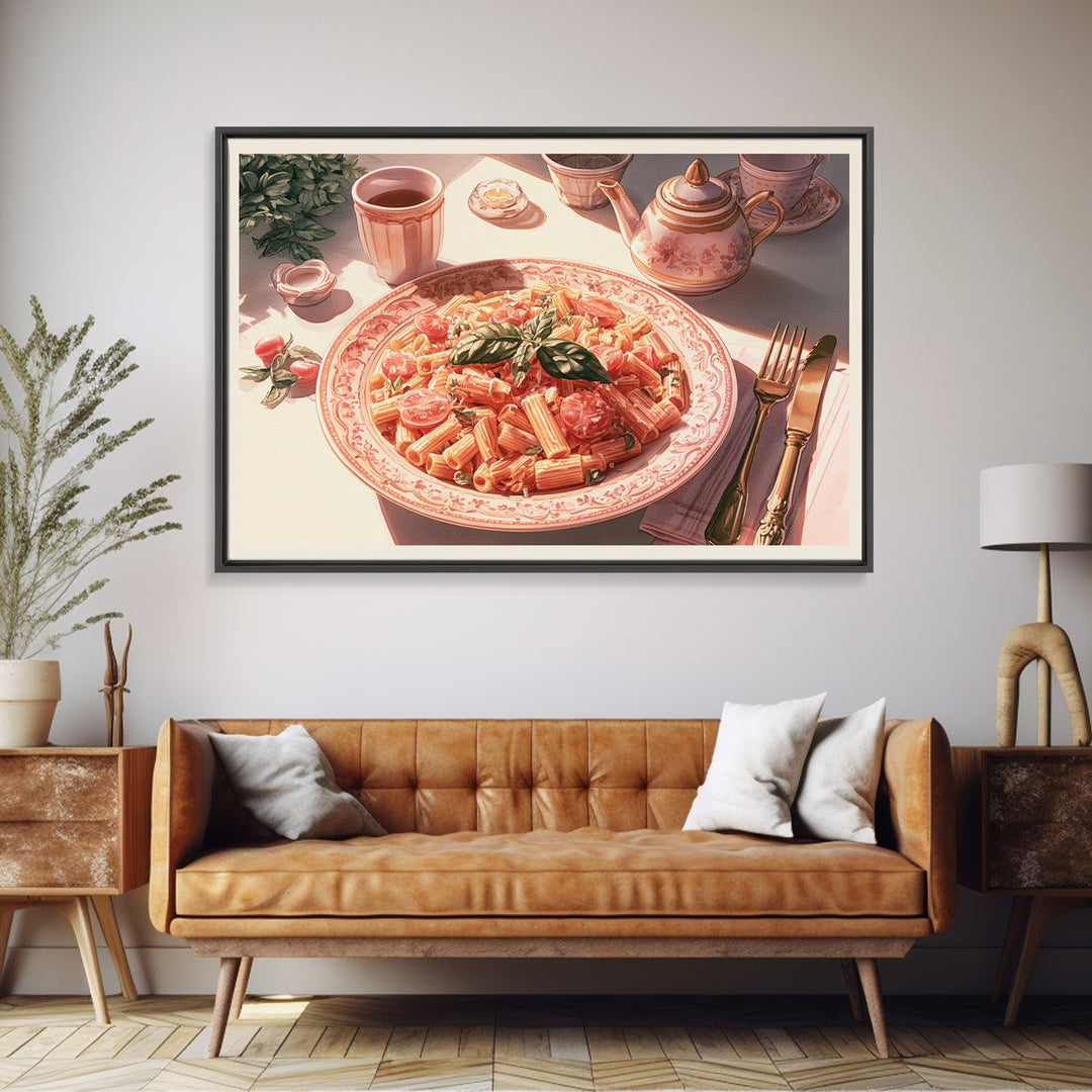 Fresh Pasta with Tomatoes and Basil Canvas Print, Restaurant Art, Canvas Print, Restaurant Decor, Bistro, Statement Artwork, RES-3x2-30