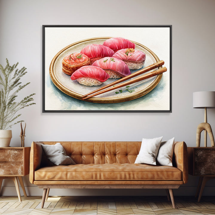 Sushi Fish and Ceramic Plate Composition Canvas Print, Restaurant Art, Cool Wall Art, Restaurant Decor, Fine Art, Bistro, RES-3x2-33