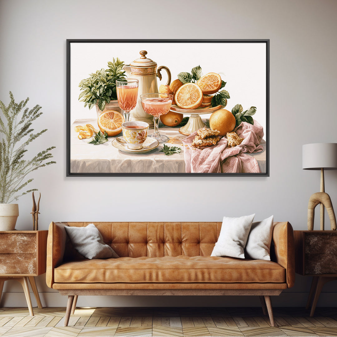 Cocktail and Citrus Bar Composition Framed Canvas Print, Restaurant Art, Contemporary Art, Restaurant Decor, Fine Art, Bistro, RES-3x2-39