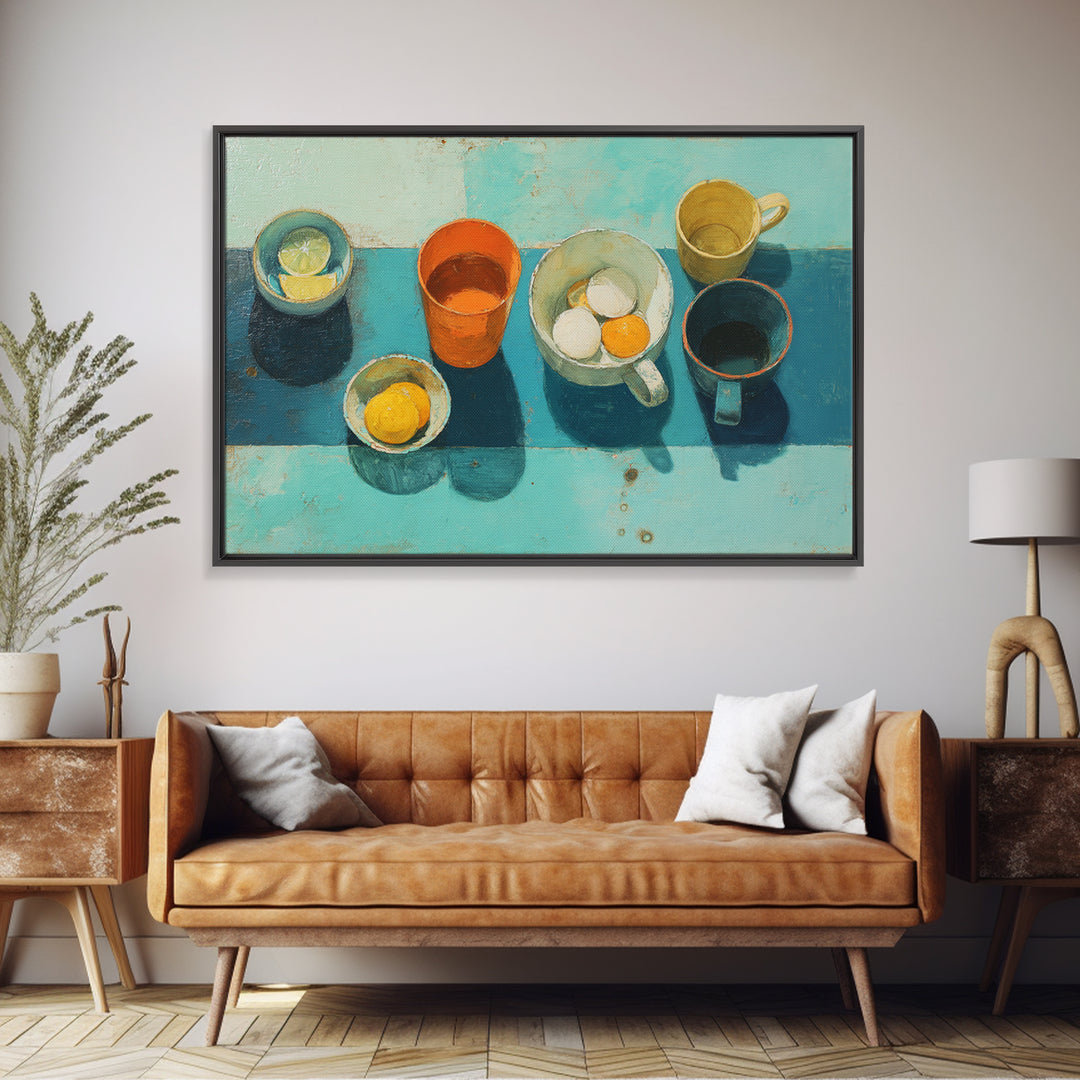 Abstract Appetite Friendly Red and Orange Shapes Framed Canvas Print, Restaurant Art, Gallery Decor, Restaurant Decor, Bistro, RES-3x2-45