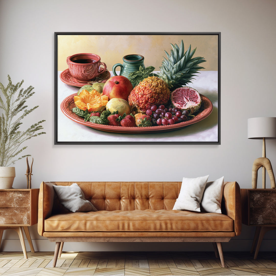 Tropical Fruit Platter Framed Canvas Print, Restaurant Art, Wall Art Print, Restaurant Decor, Fine Art, Bistro, Modern Decor, RES-3x2-46