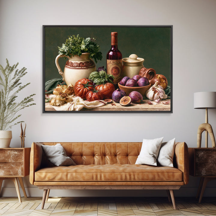 Wine Bottle and Figs Canvas Print, Restaurant Art, Modern Decor, Restaurant Decor, Fine Art, Bistro, Poster, Wall Decor, RES-3x2-53