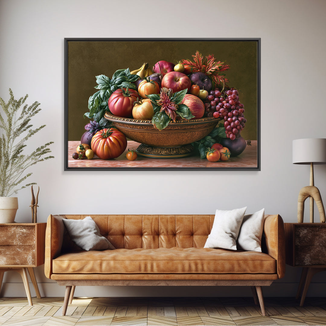 Classic Fruit Bowl Canvas Print, Restaurant Art, Room Decor, Restaurant Decor, Fine Art, Bistro, Framed Wall Art, RES-3x2-56
