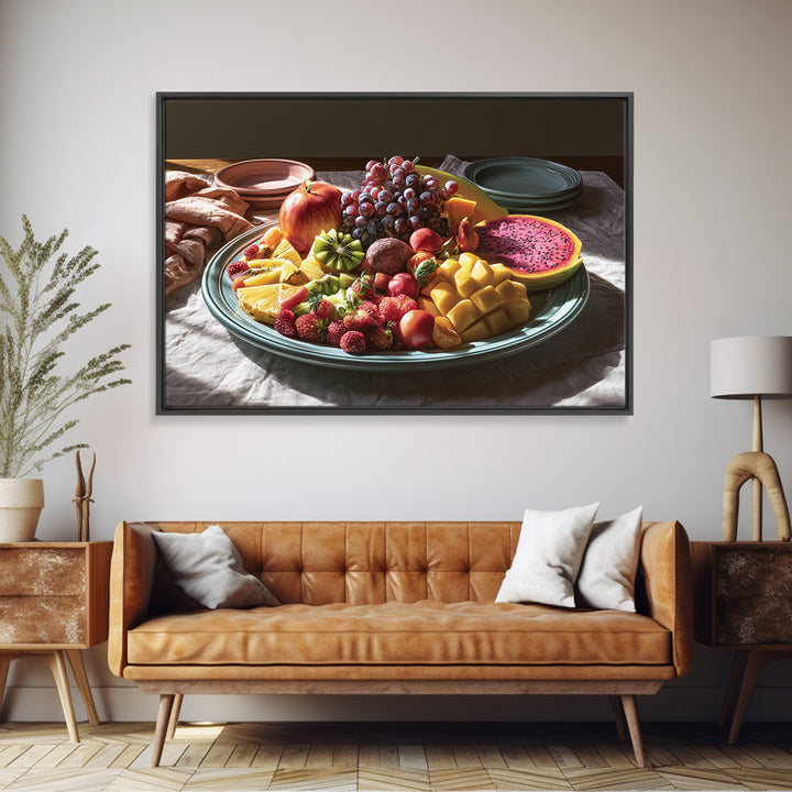Tropical Fruit Platter Framed Canvas Print, Restaurant Art, Wall Art Print, Restaurant Decor, Fine Art, Bistro, Modern Decor, RES-3x2-70