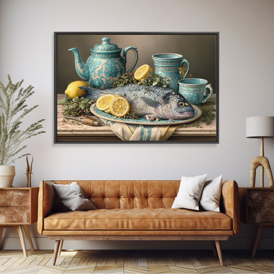 Fresh Fish with Lemon and Herbs Canvas Print, Restaurant Art, Printable Wall Art, Restaurant Decor, Fine Art, Bistro, RES-3x2-75