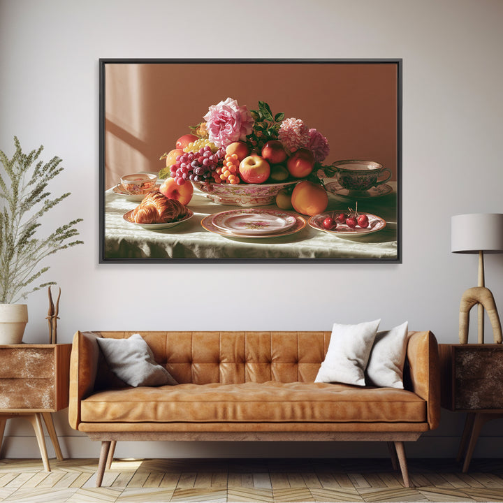 Classic Fruit Bowl Framed Canvas Print, Restaurant Art, Watercolor Painting, Restaurant Decor, Oil Painting, Bistro, RES-3x2-8