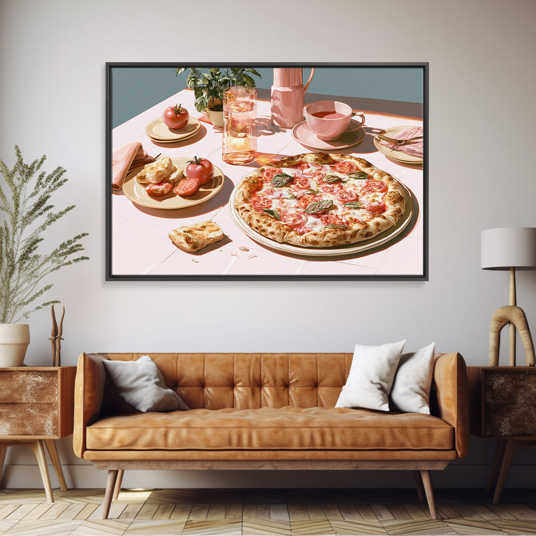 Pizzeria Tomato Basil and Mozzarella Still Life Canvas Print, Restaurant Art, Kitchen Wall Decor, Restaurant Decor, Bistro, RES-3x2-86