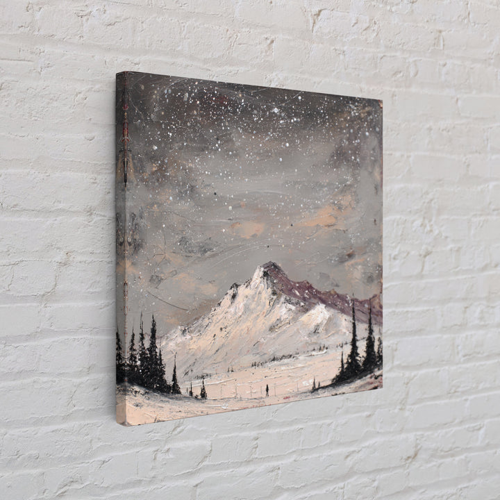 Retro Ski Poster Mountain Scene Framed Canvas Print, Retro Art, Wall Art Print, Living Room Decor, Fine Art, Retro, Boho Decor, RET-1x1-24